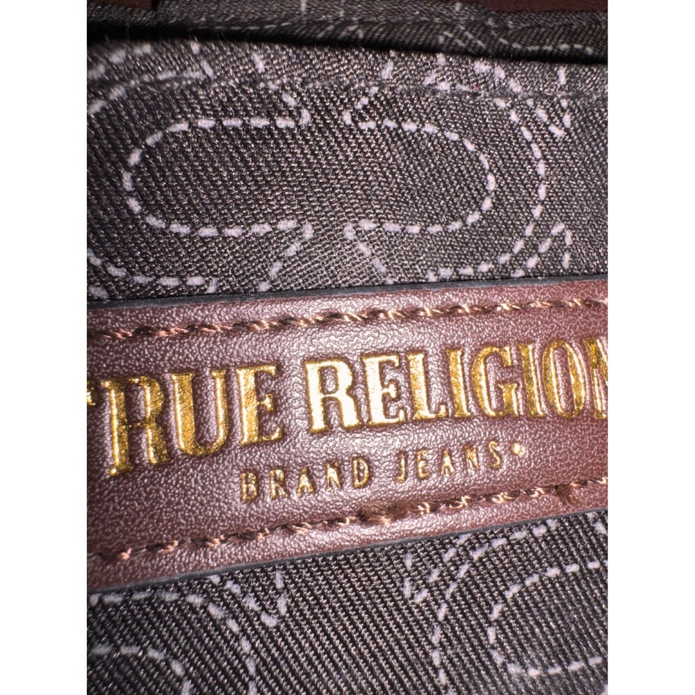 True Religion Modern Edge Medium Tote Bag Brown‎ Gold Horseshoe Handbag Espresso - Picture 4 of 5